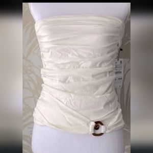 Zara rouched off white sleeveless/ tub top